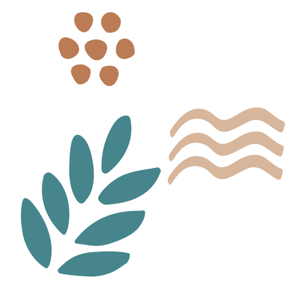 Brand illustration symbolising a selection of core values of Koru Allied Therapies.