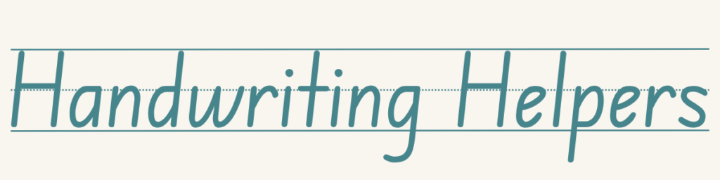 andwriting Helpers program banner featuring script lettering on lined paper, Koru Allied Therapies